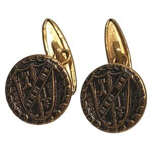 Shield Gold Tone Cufflinks Unsigned